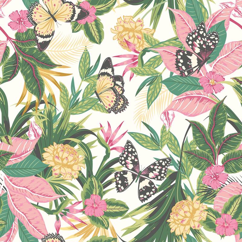 Hoopla Walls Paradise Flamingo Peel and Stick Wallpaper - N/A