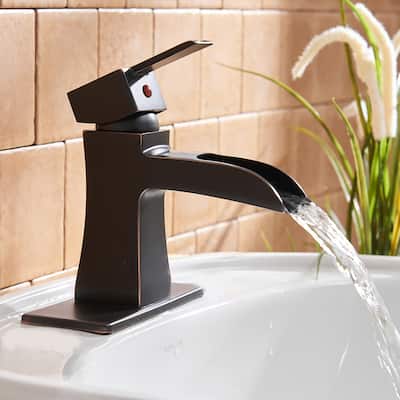 Waterfall Single Handle Bathroom Faucet with Drain