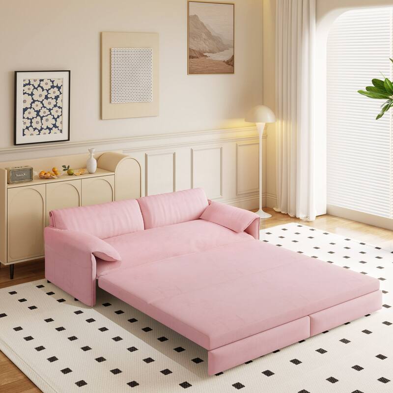 3-in-1 Convertible Sleeper with Side Storage,Multi-Functional Loveseat for Various Spaces
