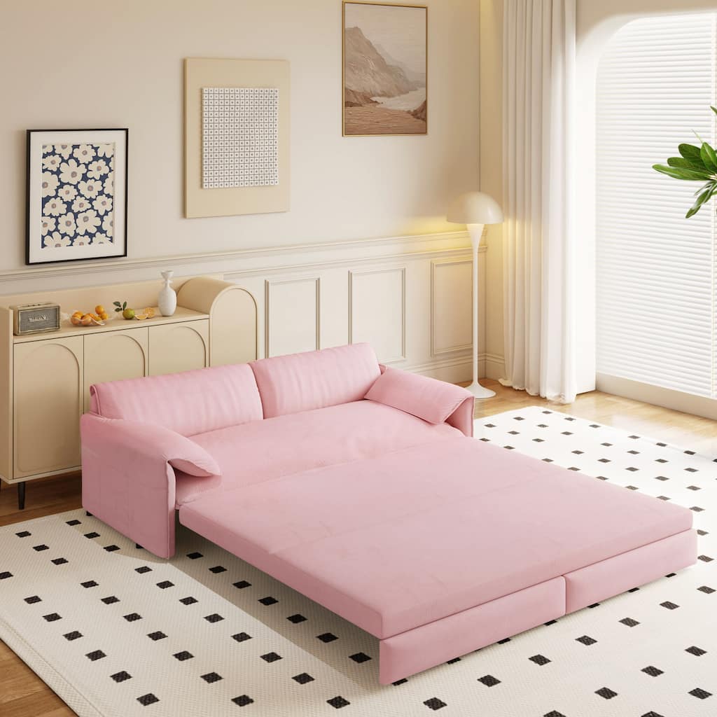 3-in-1 Convertible Sleeper with Side Storage,Multi-Functional Loveseat for Various Spaces