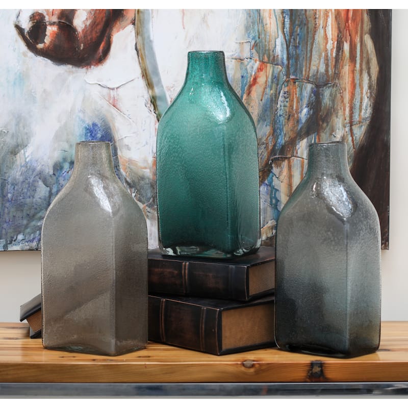 Glass Vase - Set of 3 Multi Colored - CosmoLiving by Cosmopolitan - 5"W x 7"L x 15"H