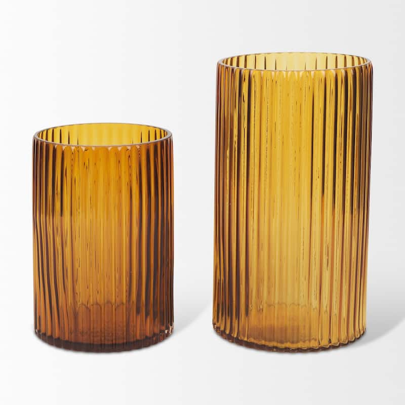 Dawn Amber Glass Vase (8")