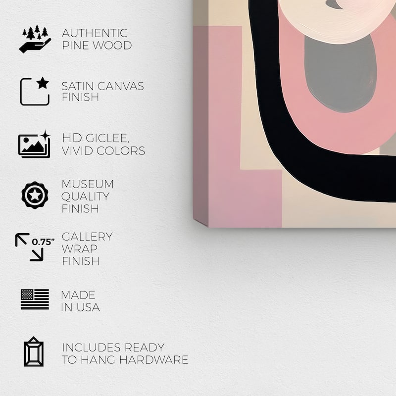 Wynwood Studio Canvas Abstract Thumbs Up Black and Rose Pink Modern & Contemporary Wall Art Canvas Print