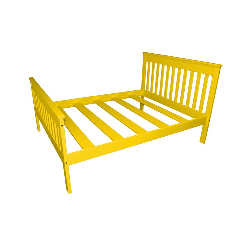 Harmony Solid Pine Queen Bed - Canary Yellow - Queen