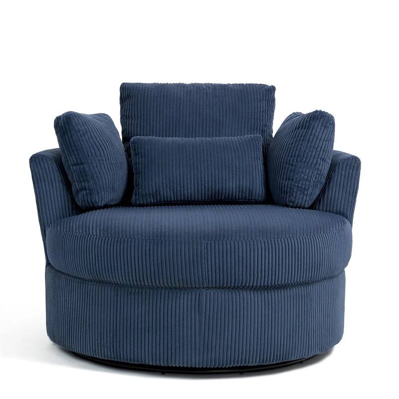 41" W Oversized Accent Barrel Swivel Chair with Moon Storage Ottoman