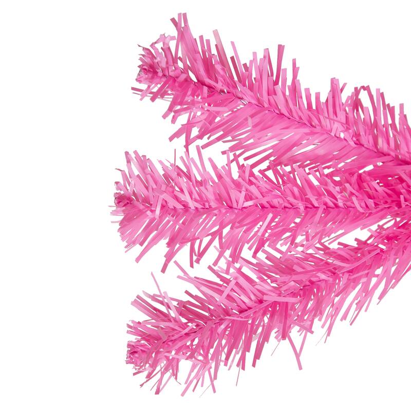 Pre-Lit Medium Artificial Pine Christmas Tree - 7' - Pink - Clear Lights - 7 Foot