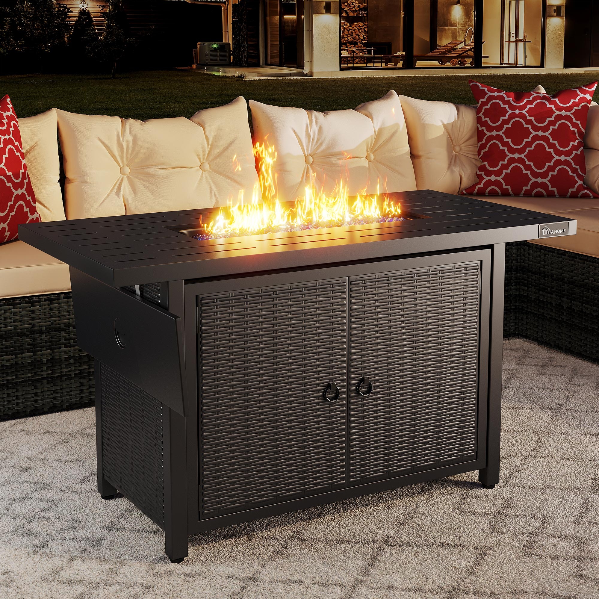 Rectangle propane cheap fire pit table