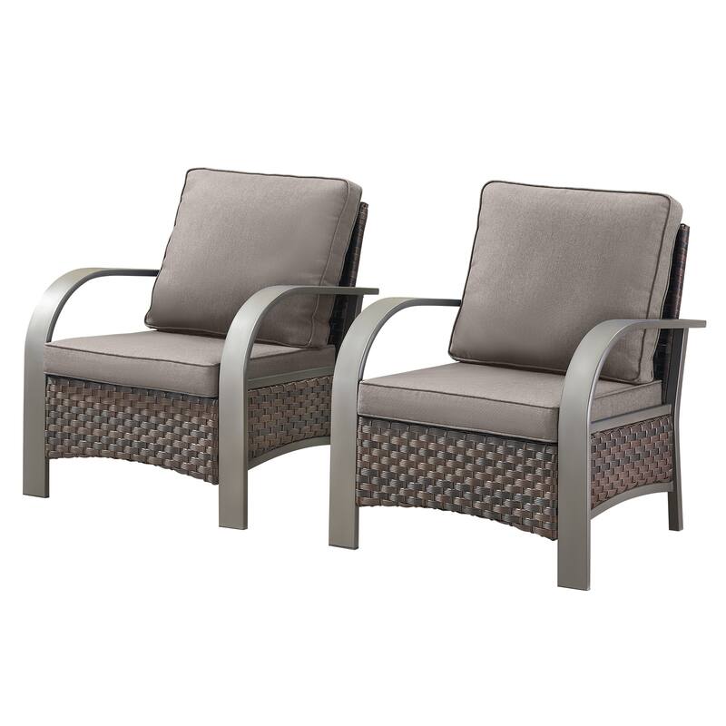 4 Piece Outdoor Patio Rattan Chair with Ottomans