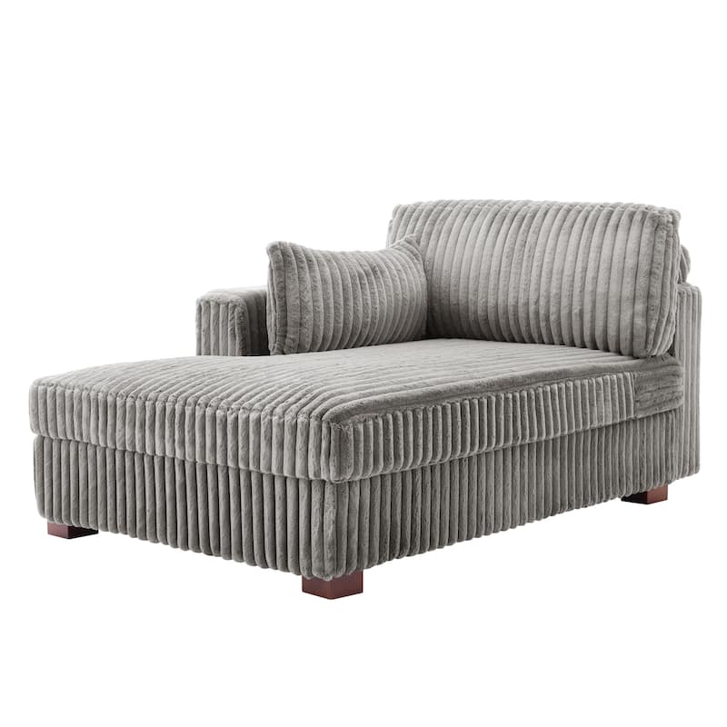 42" W Plush Corduroy Upholstered Chaise Lounge Sleeper for Living