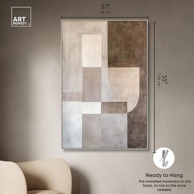 Neutral Tone Blocks I Canvas by Art Remedy