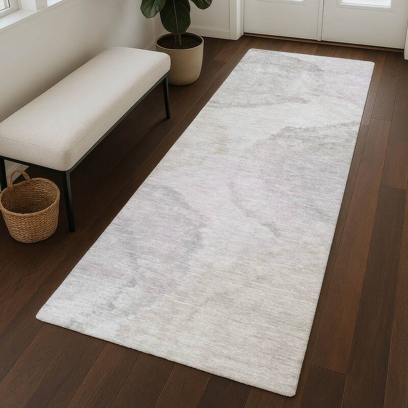 Machine Washable Indoor/ Outdoor Abstract Muted Chantille Rug