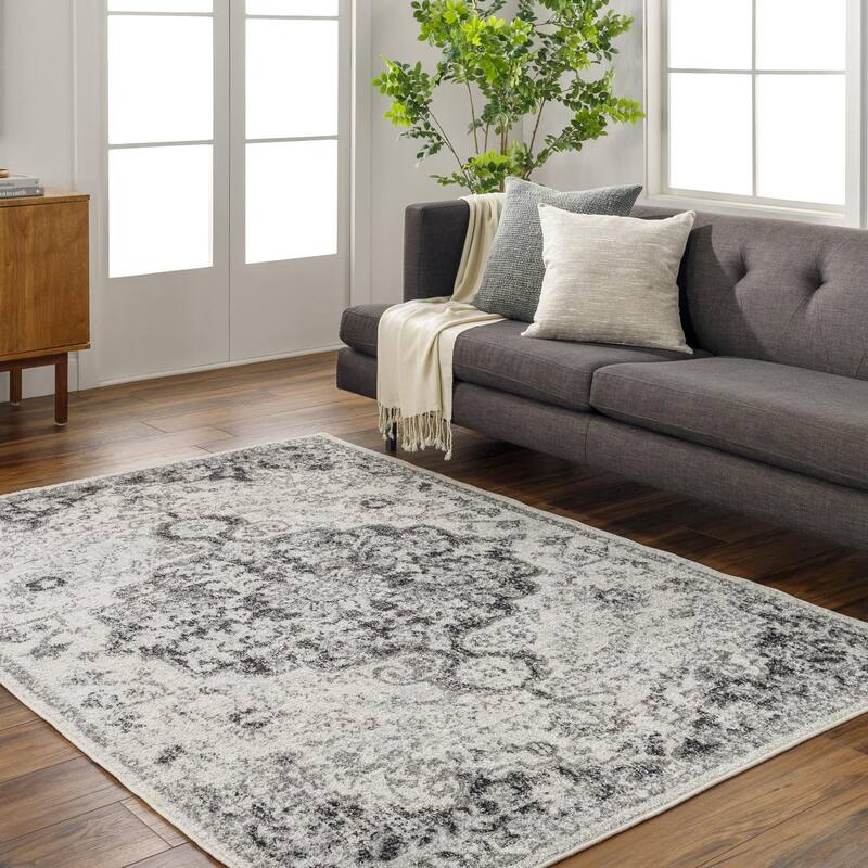 Livabliss Harput Updated Traditional Medallion Area Rug - Charcoal - 3' 11" x 5' 7"