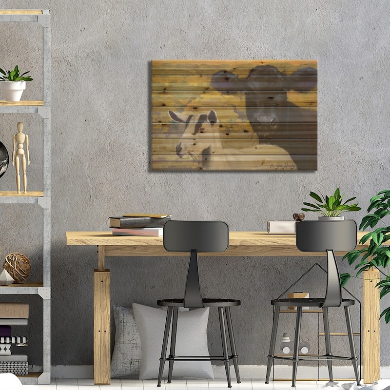 Farm Pals IV Print On Wood by Carolyne Hawley - Multi-Color