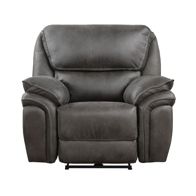 Tony 40 Inch Power Recliner Chair, Gray Microfiber, Solid Wood, USB Port