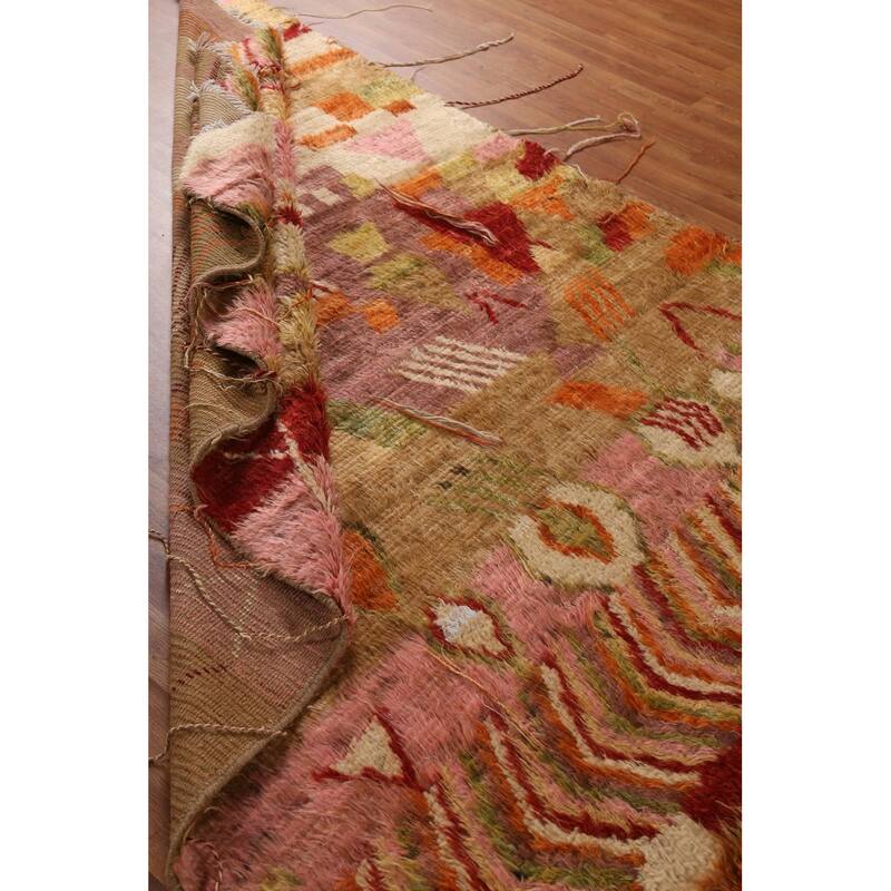 Hand Knotted Oriental 100% Wool Carpet Modern Geometric Multi-Colored Moroccan Area Rug - 8' 0'' X 5' 9''