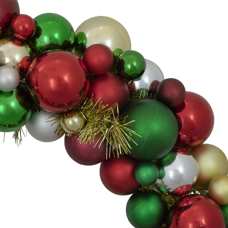 Traditional Colors 2-Finish Shatterproof Ball Christmas Wreath