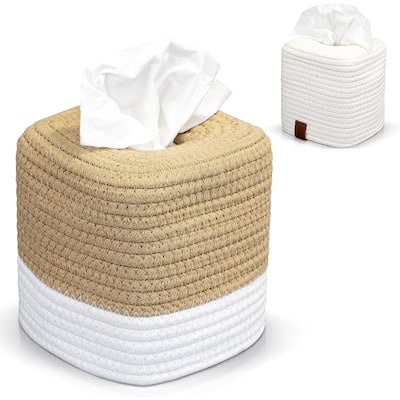 Cotton Rope Holder Instantly Covers Your Square Tissue Box Covers