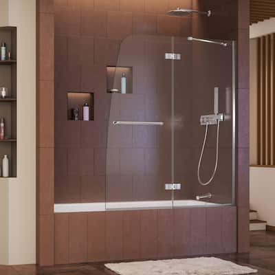 DreamLine Aqua Ultra 48 in. W x 58 in. H Frameless Hinged Tub Door - 48" W - 48" W