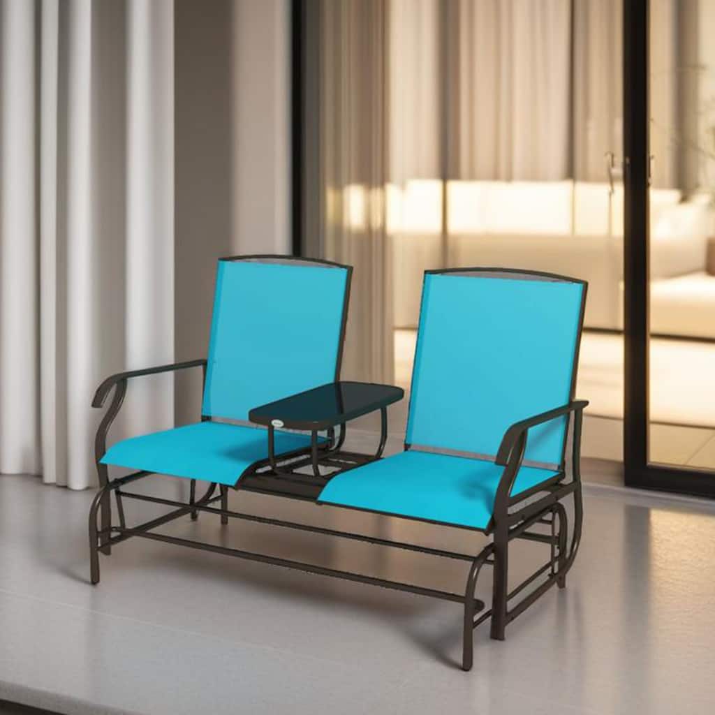 Outdoor Glider Bench with Center Table