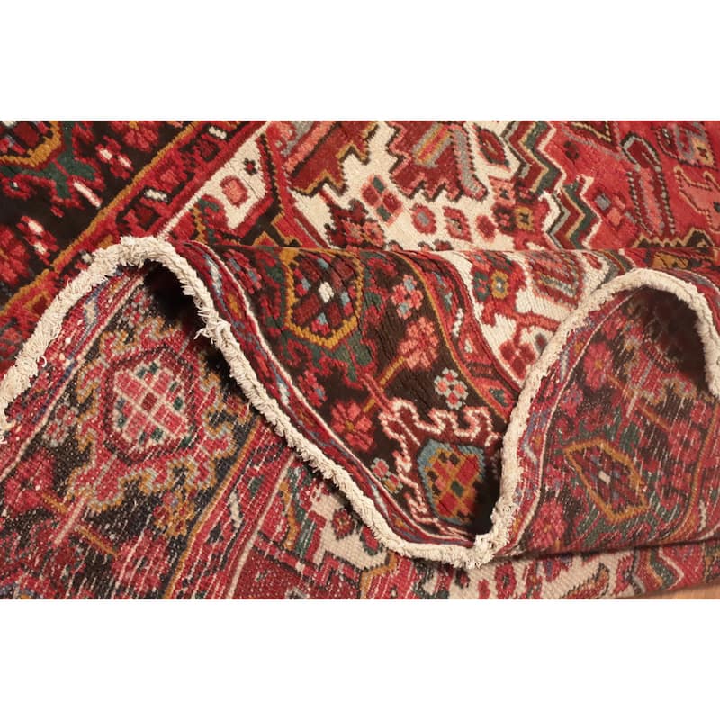 Hand Knotted Oriental 100% Wool Carpet Traditional Medallion Red Heriz Area Rug - 11' 5'' X 8' 7''
