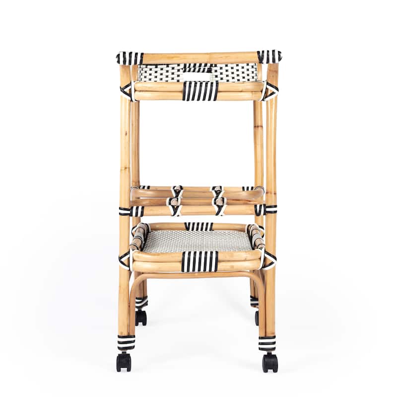 Butler Selena Blue & White Rattan Bar Cart