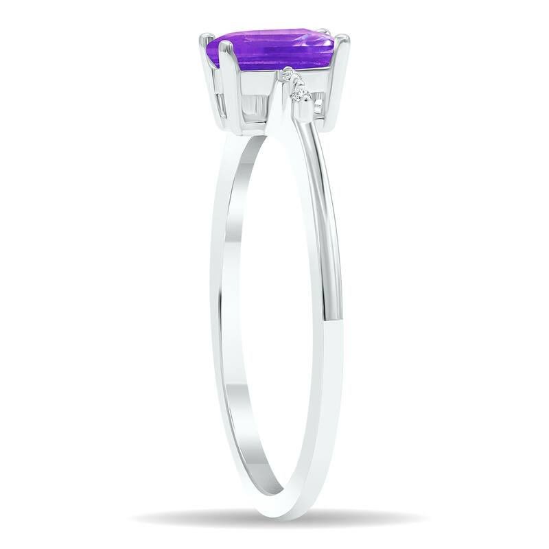 Women's Amethyst and Diamond Sparkle Ring in 10K White Gold