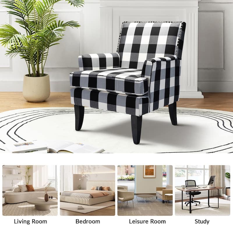 Akorda Classic Armchairs with Nailhead Trim and Solid Wood Legs Set of 2 by HULALA HOME