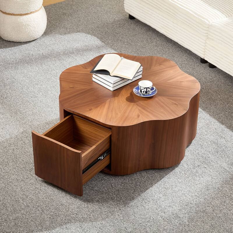 35.43 inch Petal - shaped Design Round Coffee Table