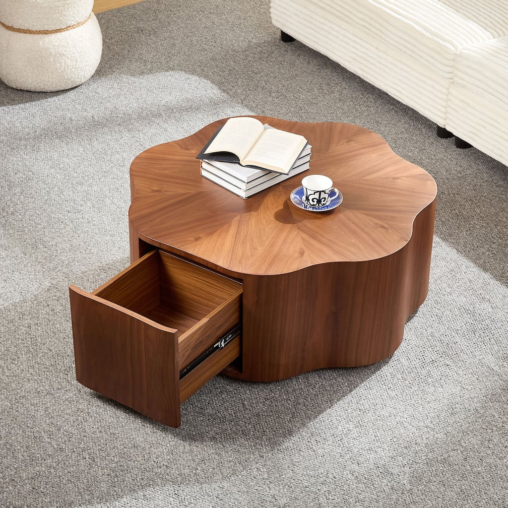 35.43 inch Petal - shaped Design Round Coffee Table
