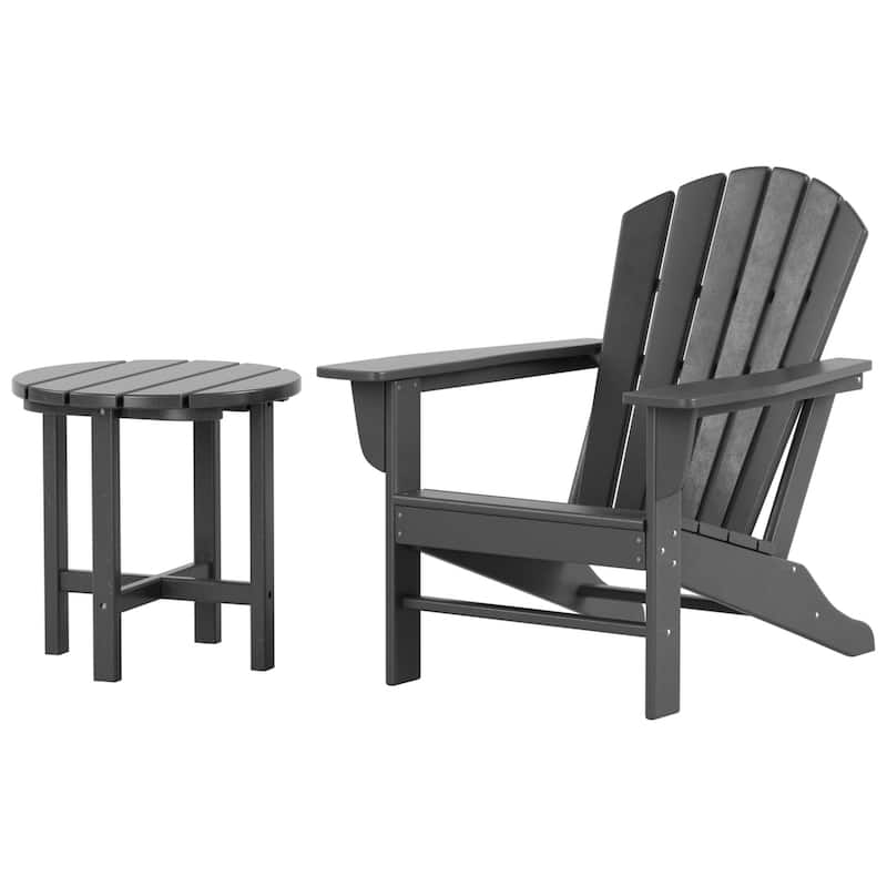 Altura Outdoor Eco-Friendly All Weather Adirondack Chair with Side Table (2-Piece Set)