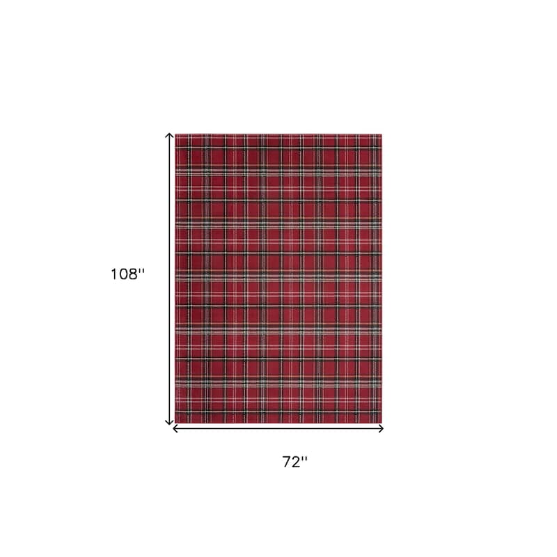 HomeRoots Plaid Contemporary Rectangle Area Rug - 108.00 in. x 72.00 in. x 0.50 in.