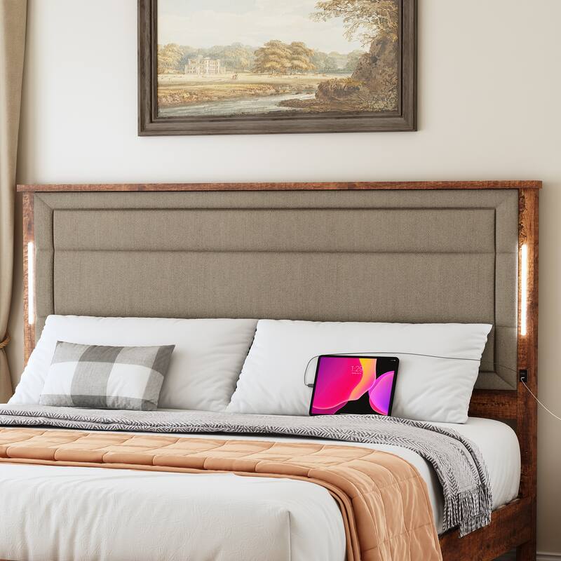 Linen Queen Size Bed Frame