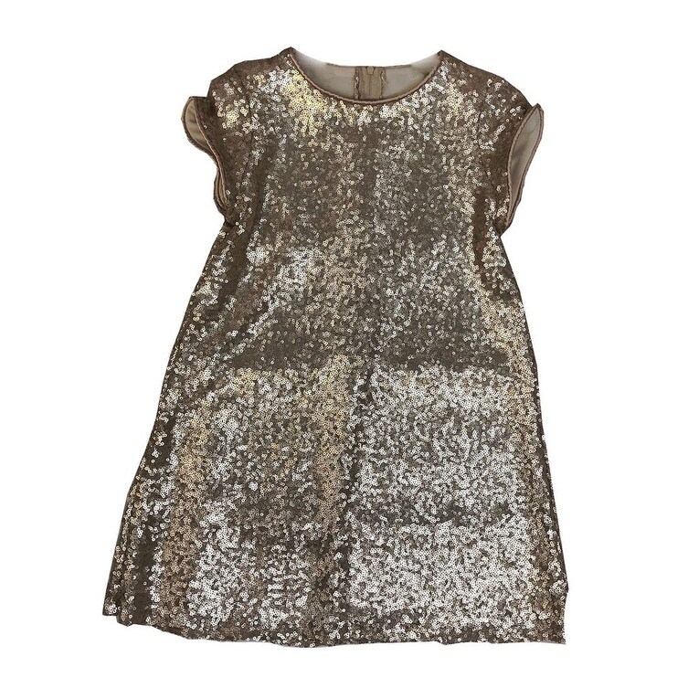champagne sequin shift dress