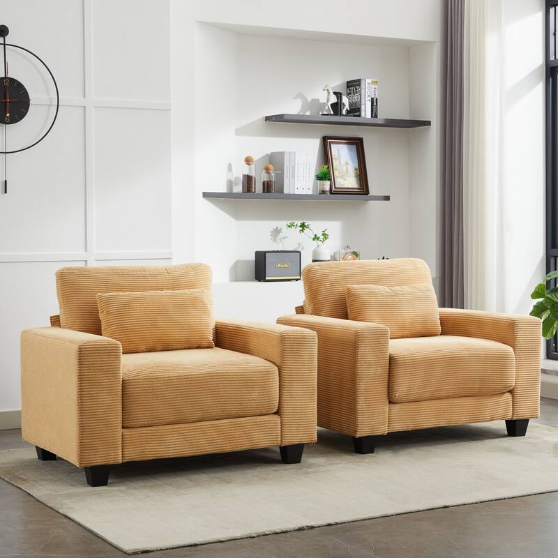 Corduroy Widened Single Sofa Chair, A Extra Lumbar Pillow