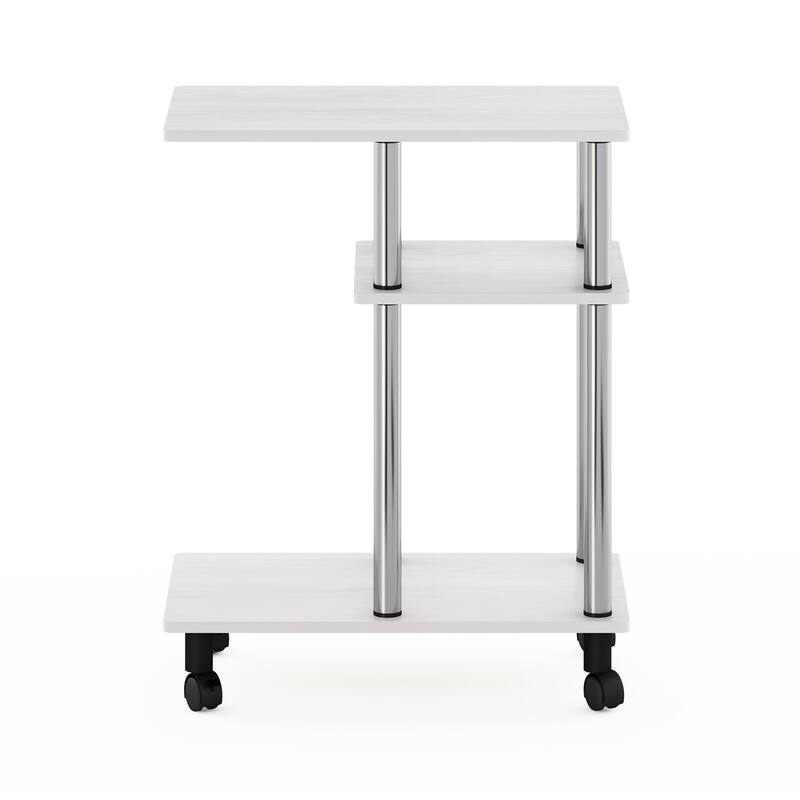 Furinno Turn-N-Tube U Shape Sofa Side Table with Casters - White Oak
