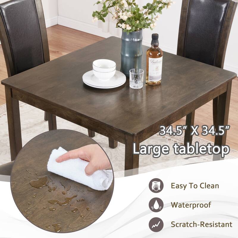 5-Piece Dining Table Set with Chairs, Wooden dining table set for 4 people, Farmhouse Rustic Style 4 Person Dining Table Set