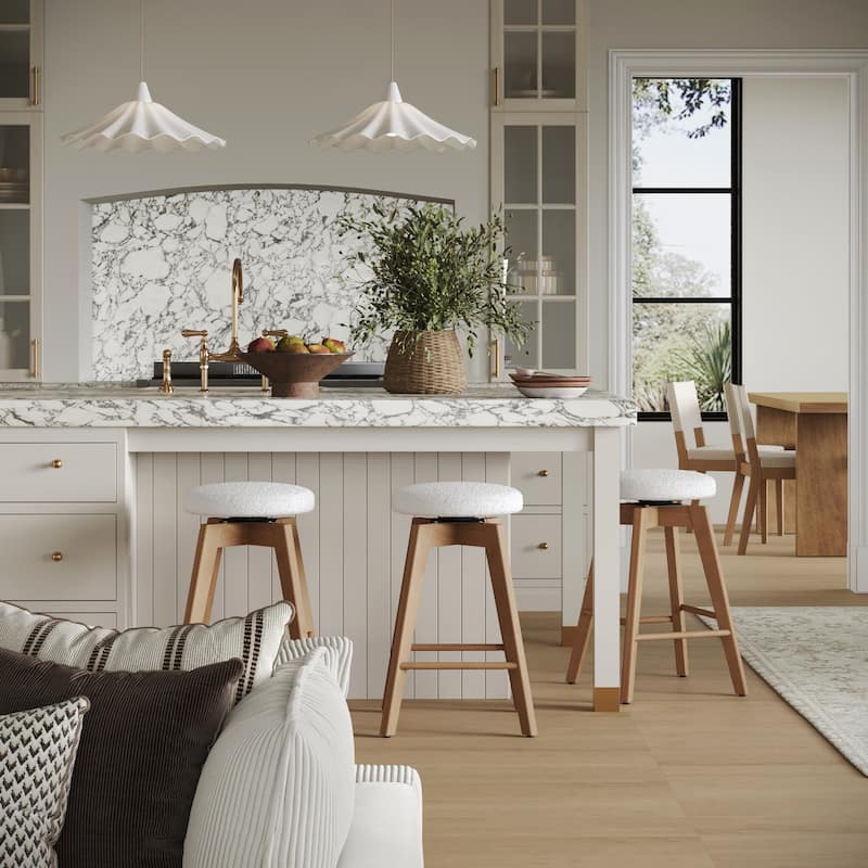 Nathan James Amalia Backless Counter Height 360 Swivel Seat Wood Bar Stool