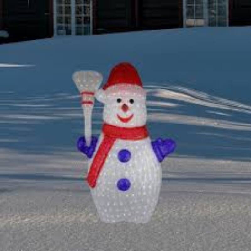 48" Red and White Pre-Lit Commercial Grade Snowman Christmas Outdoor Decor