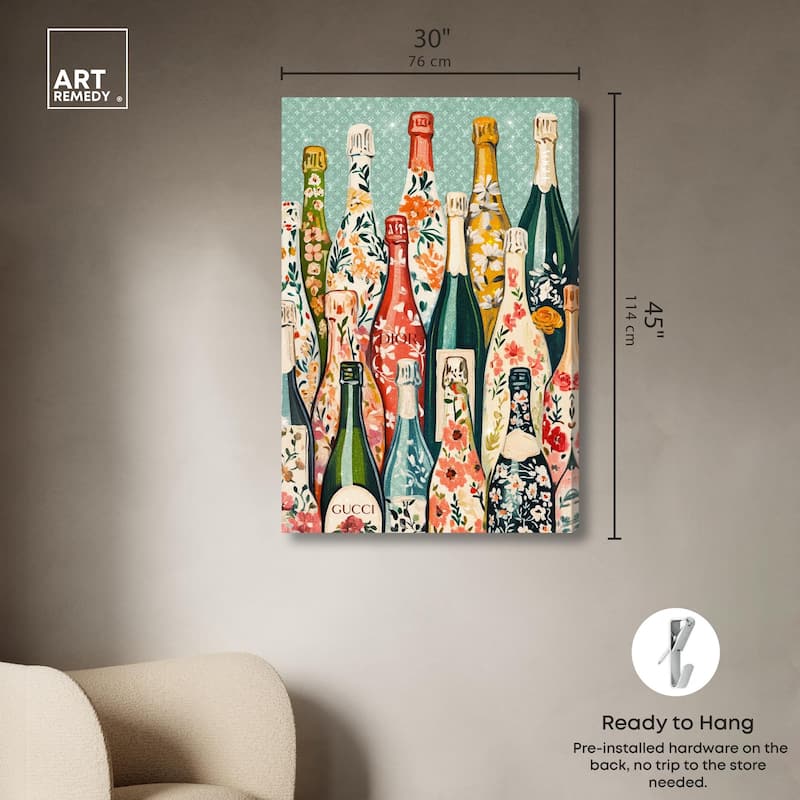 Floral Collection Bottles II Canvas by Art Remedy, Gallery Wrapped