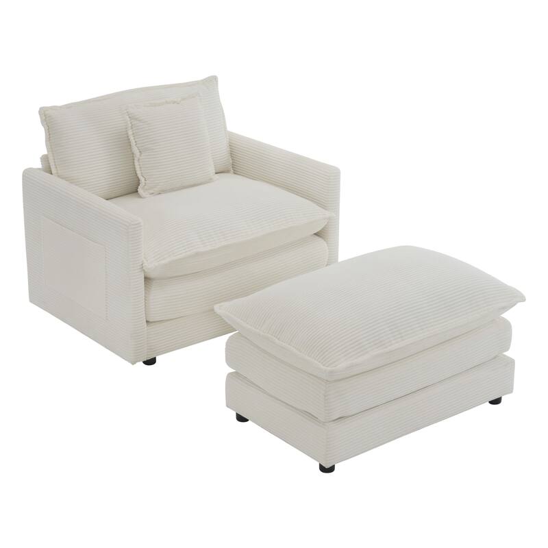Roomfitters Compact L-Shape Sectional Sofa, Upholstered Corduroy Couch with Side Storage Pockets for Stylish Living Room