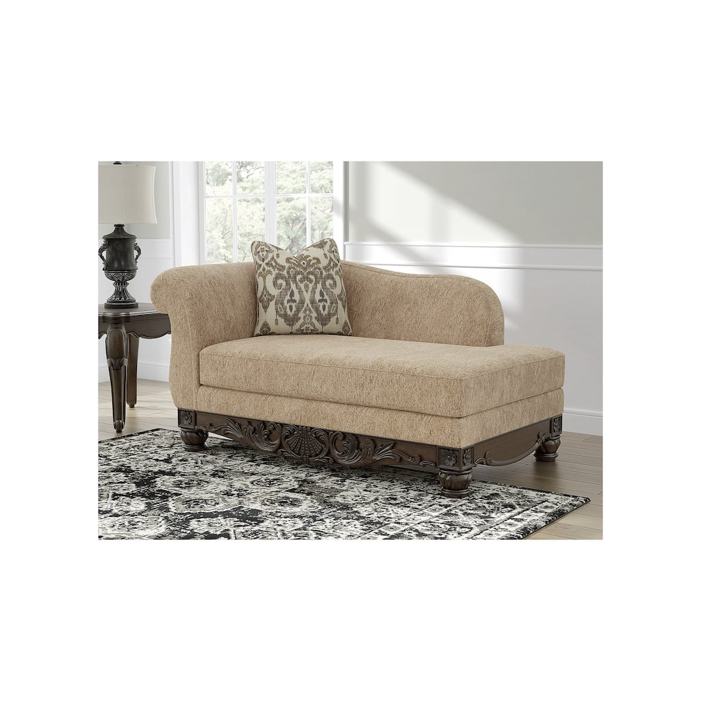 Signature Design by Ashley Havenworth Gold/Dark Brown Right-Arm Facing Corner Chaise - 68"W x 38"D x 35"H