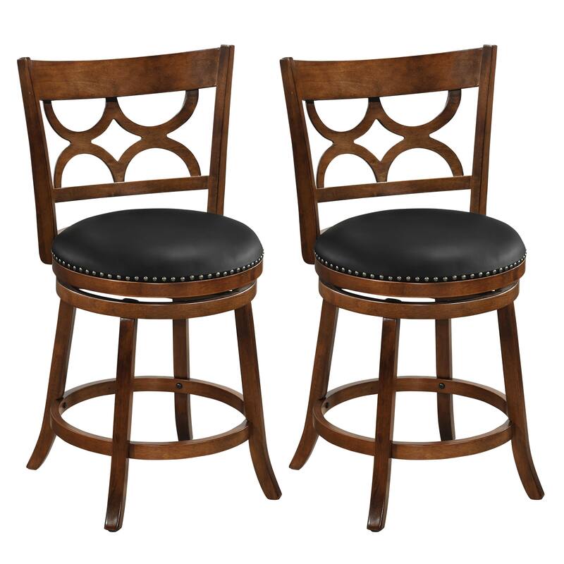 Gymax 26'' Counter Height Bar Stools Set of 4 w/Rubber Wood Frame