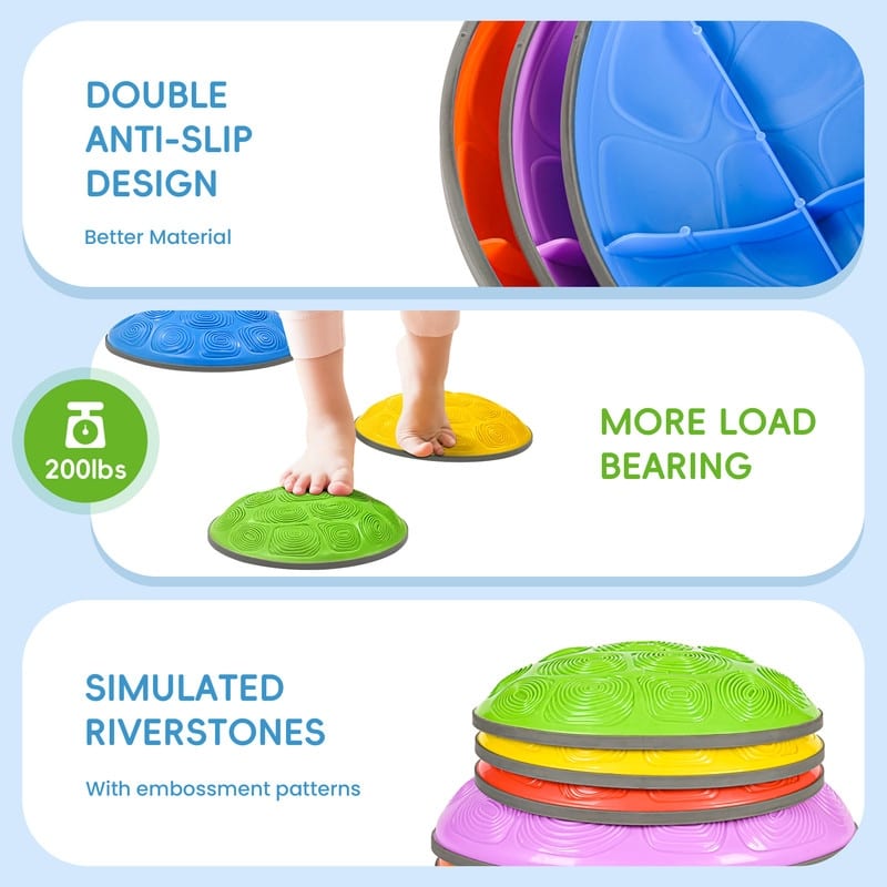 Kids Stepping Stones 6 Pcs Turtle Balance Stones for Obstacle Course, Multicolor