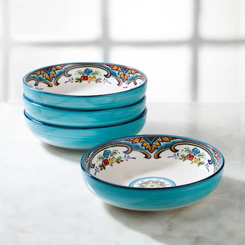 Euro Ceramica Zanzibar Multicolor 40oz. Pasta Bowls (Set of 4)