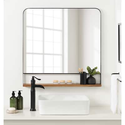 Kate and Laurel Chadwin Square Wall Mirror with Shelf - 32x32