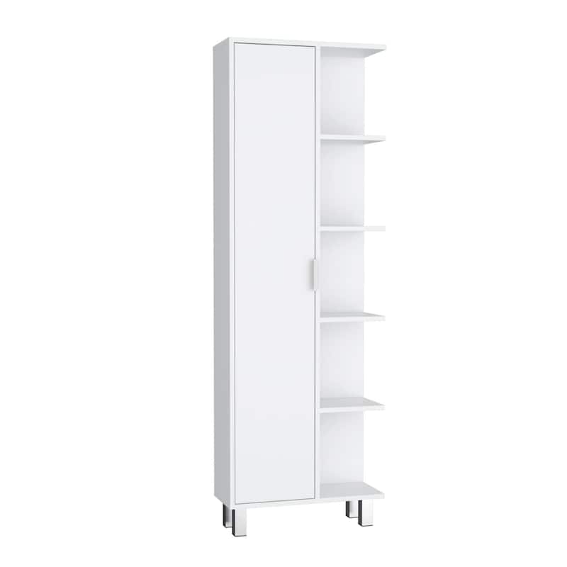 Crovie 63" Tall Modern Bathroom Seven Shelves Tall Linen Tower