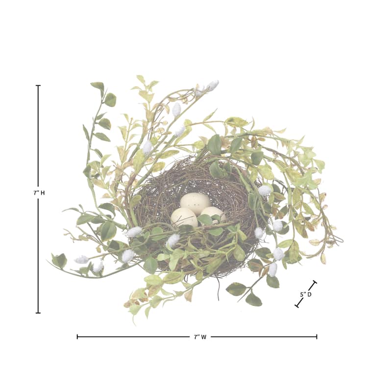 7" Pussywillow Nest With Eggs