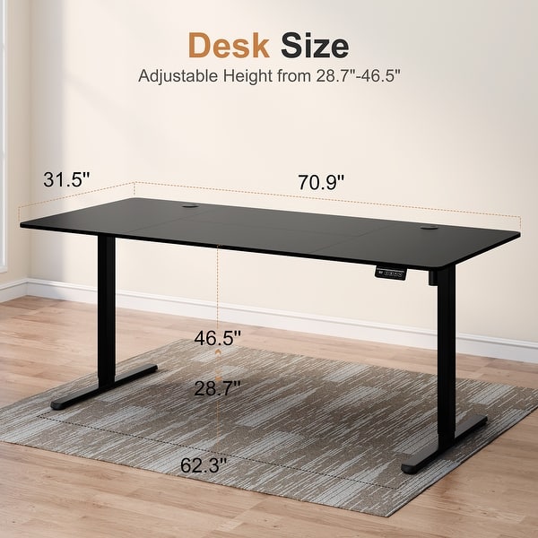 dimension image slide 7 of 16, Electric Standing Desk, Height Adjustable Desk with LED Display