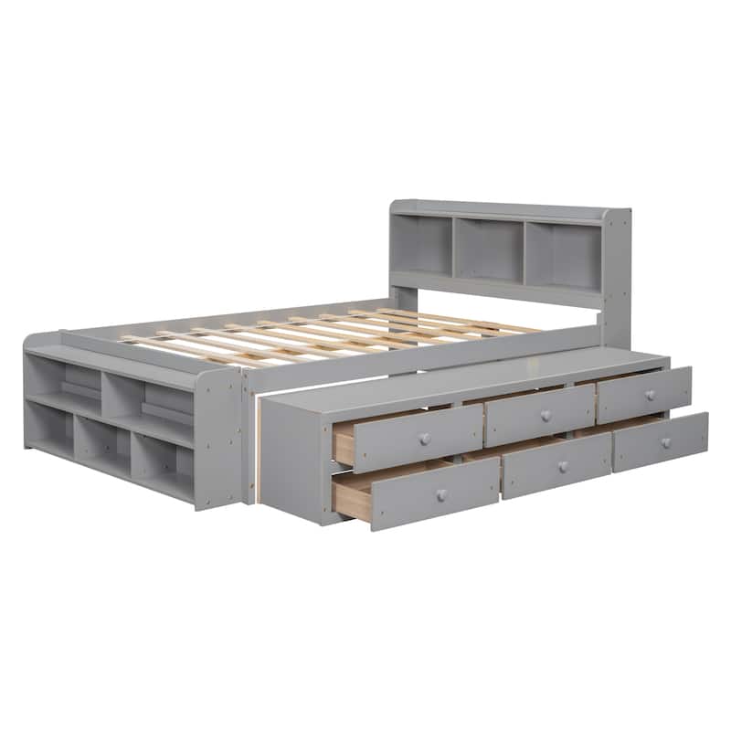 Bed with Under bed Storage Drawers and Bed End Storage Case