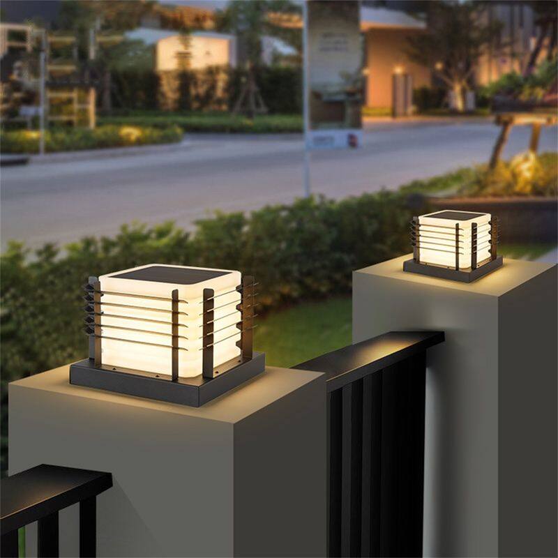 Outdoor Solar Powered Post Light, Outdoor LED Cap Light - Black